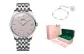 Silver Case Pink Dial Silver Needle Silver Steel Band
