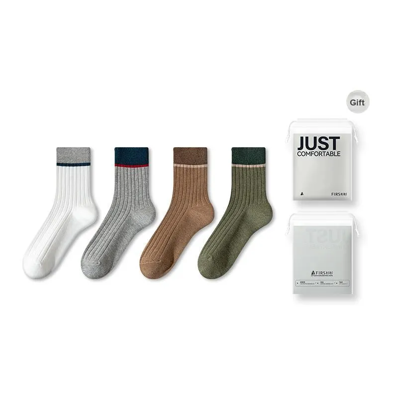 FIRS Mid Calf Socks Men's Shopping Bag 4 Pack-14