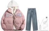 Set (Розовый топ + Средне-голубые брюки) (Включает ожерелье)