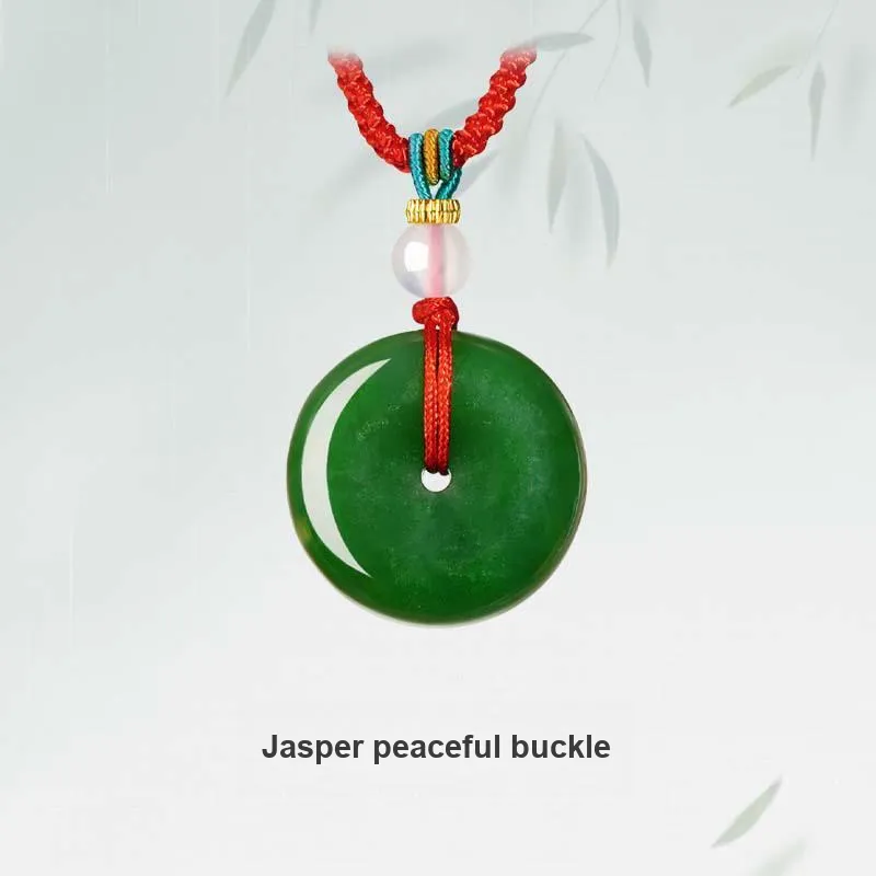 CHOW TAI SENG Peace Buckle Hetian Jade Necklace Pendant Jasper Unisex-1