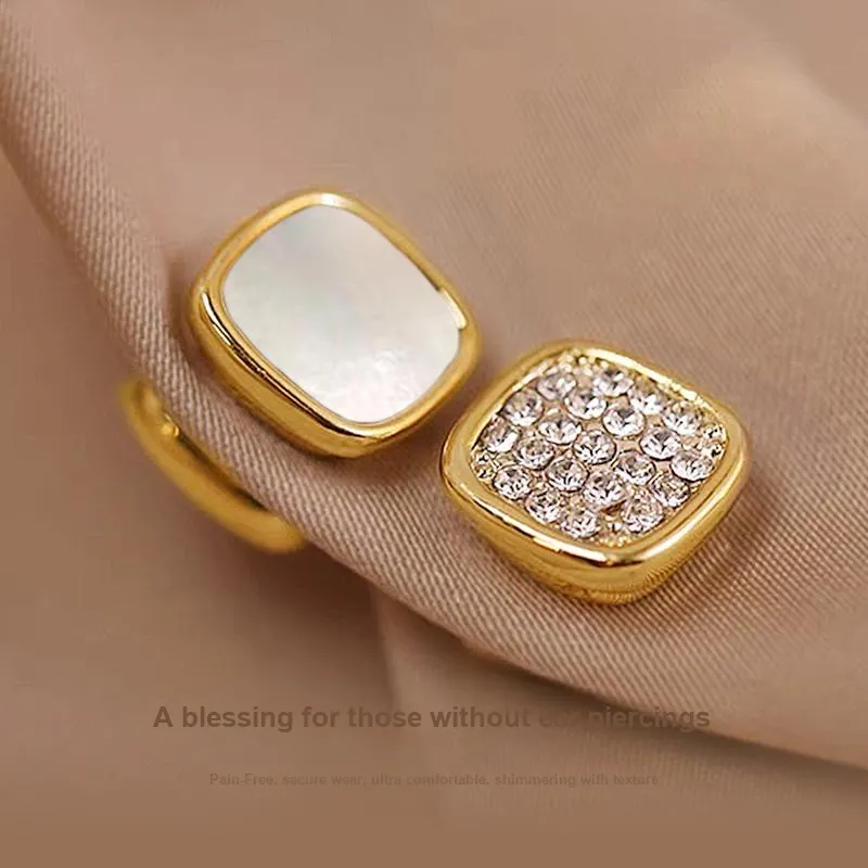 DAIRUO Zircon Clip On Earrings Men's-4