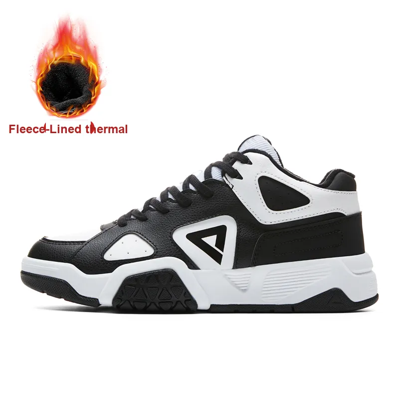 PEAK Star Stone Padded Shoes Cushioned Wear Resistant Lightweight Mid Top Skateboard Shoes Unisex Black Baymax-1