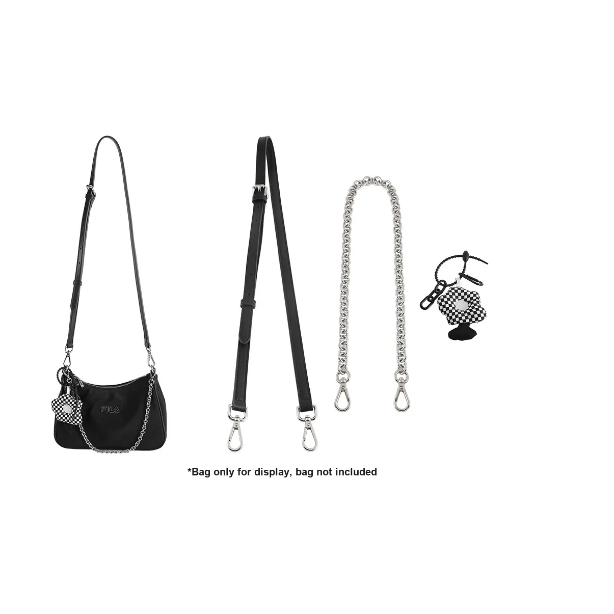 Luxury Care Artisan Workshop Cow Leather With Canvas Bag Strap Women's Black/Silver