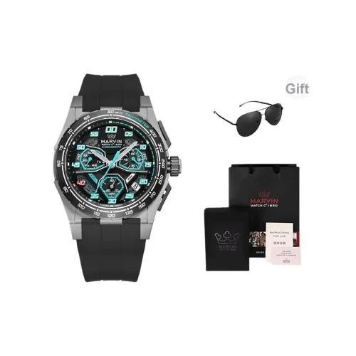 MARVIN Кварцевый механизм Мужские часы Часы 45 мм Черепный циферблат Корпус из нержавеющей стали Ремешок из нержавеющего стали и силикона