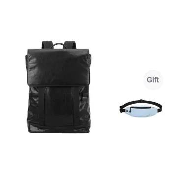 PIERRE CARDIN Stylish And Large Capacity Double Shoulder Genuine Leather Backpack, Men's Backpack Regular Men's Black