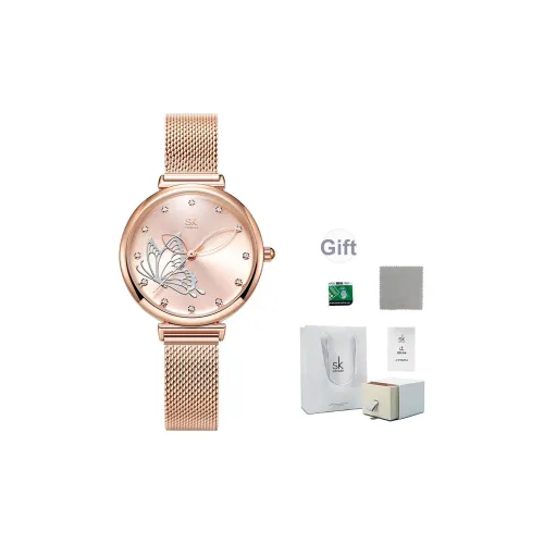 SHENGKE Кварцевый механизм металлический ремешок женские часы серебристый циферблат