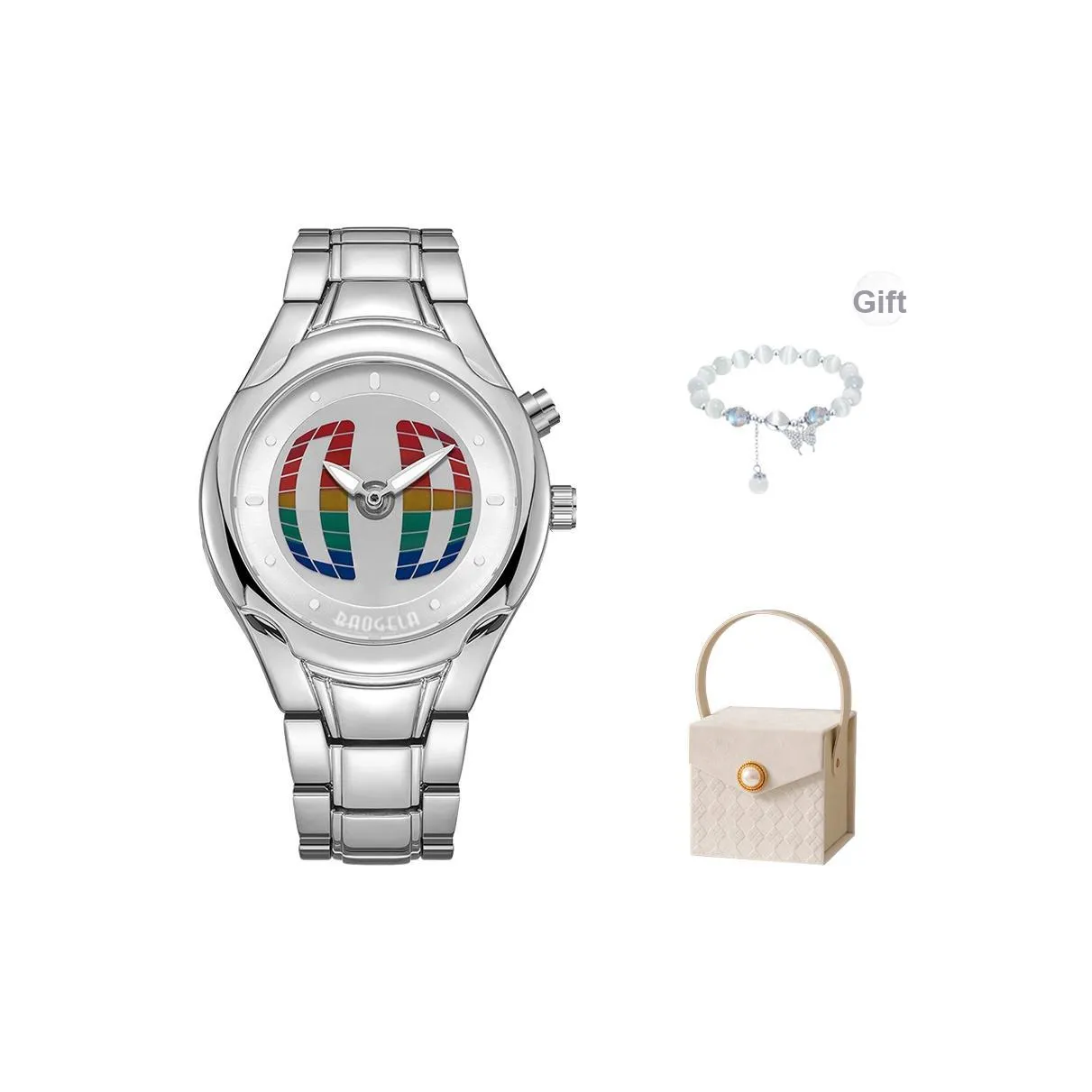 BAOGELA Кварцевый механизм сплав ремешок часы унисекс розовый циферблат