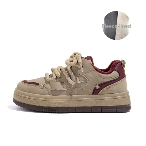 HUANQIU Skateboard Shoes Women's Low-Top Khaki