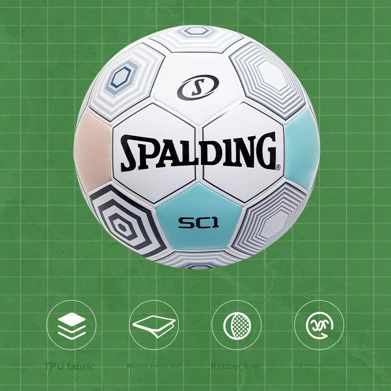 SPALDING Competition Balls Size 5 Soccer TPU Machine Stitched Soccer Ball Unisex White Gray-6