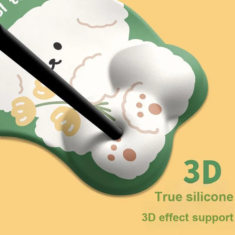 LOVINGCOOL Rubber Pad Tulip Puppy Silicone Wrist Brace Keyboard Pad Office Set Instagram Style Cute Mouse Pads-3