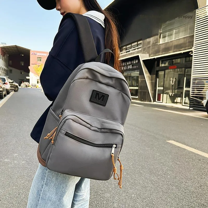 Yalu Nylon Backpack Regular Unisex Gray/Orange/Blue/Red-3