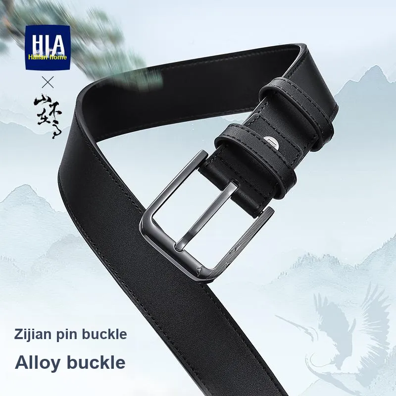 HLA Split Cow Leather Belts Men's 3.75cm-3