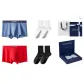2 Pack Underpants Sky Blue+Red, 2 Pack Socks Black+White
