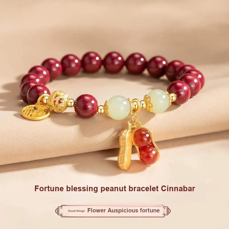 Branded Jewelry Natural Cinnabar Bracelets Women's-4