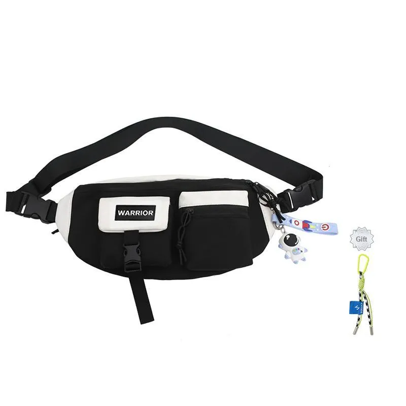 Warrior Nylon Sling Bag Crossbody Bag Fanny Pack Large Size Unisex Black/White/Blue-7