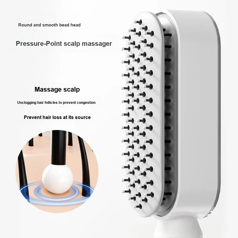 Love Of Wormwood Push Button Air Cushion Comb Long Hair Massage Comb Dormitory Home Use Portable Minimalist Style Comb-4
