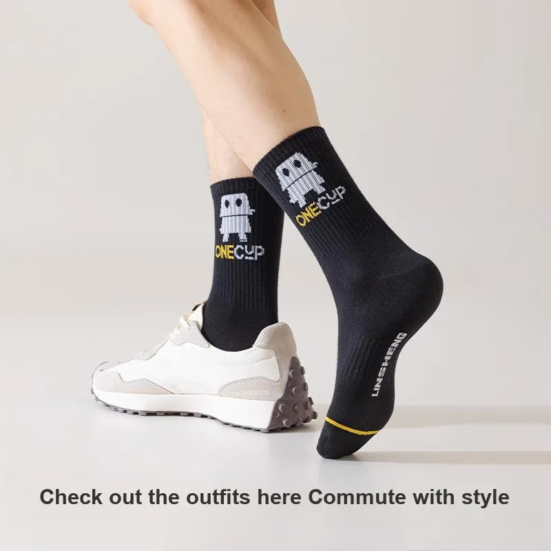 MIIOW Trend Party Series Mid Calf Socks Men's Shopping Bag 5 Pack-3