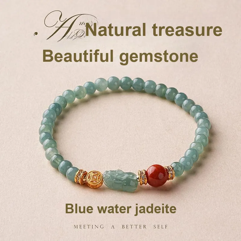 Amy's Garden Glutinous Jade Blue Water Jadeite Bracelet Women's-1