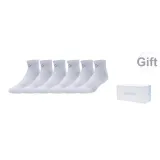 Milk White Blue Box+6 Pack (White-Short Socks)