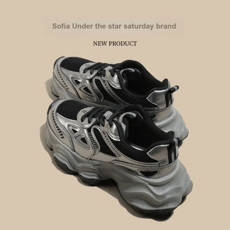 Safiya Low-Top Chunky Sneakers Women's Gunmetal-4