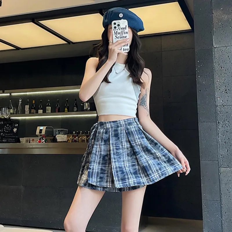 TUSHIFEI Casual Short Skirts Women's Blue-2