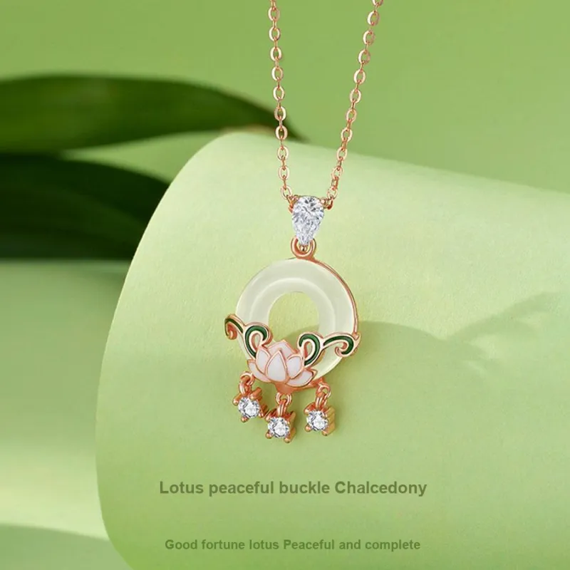 Master Kim Chalcedony Jade Necklaces Women's-1