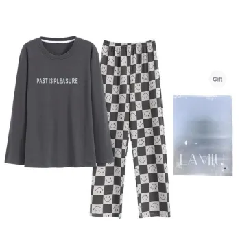 Lan Miao Pajama Set Men's Shopping Bag Letter Checkerboard Smiley Face