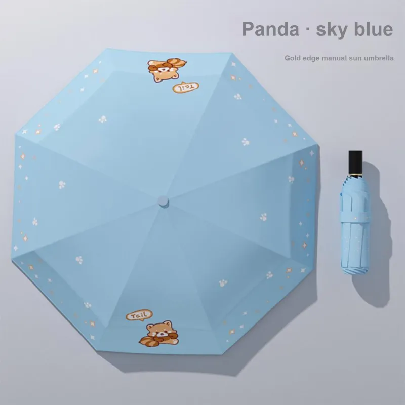 Womi Cartoon Lace Trim Panda Sun Umbrella Sunny And Rainy Dual Use Folding Umbrella-7