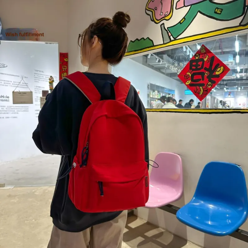 Single Warehouse Nylon Backpack Unisex White/Black/Blue/Red/Yellow-21