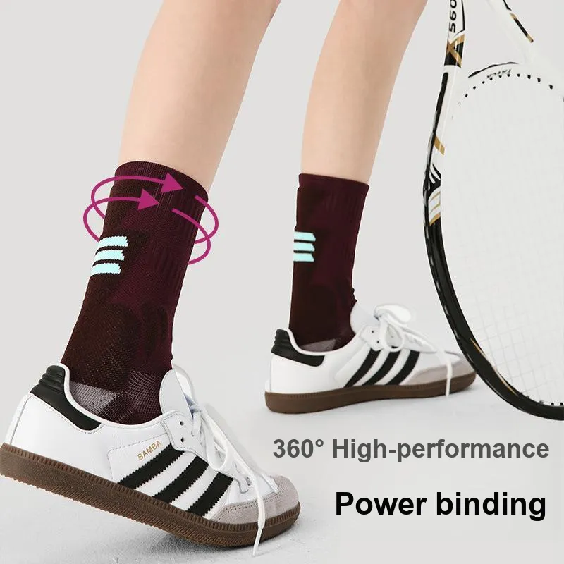 Vine Color Mid Calf Socks Unisex 3 Pack Red Brown-3
