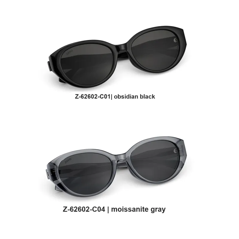 ZIPPO Plate Frame TR90 Cat Eye Sunglasses Unisex Black/Translucent Gray-4