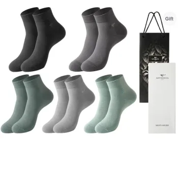 SEPTWOLVES Knee High Socks Men's 5 Pack Gift Box Set+Shopping Bag