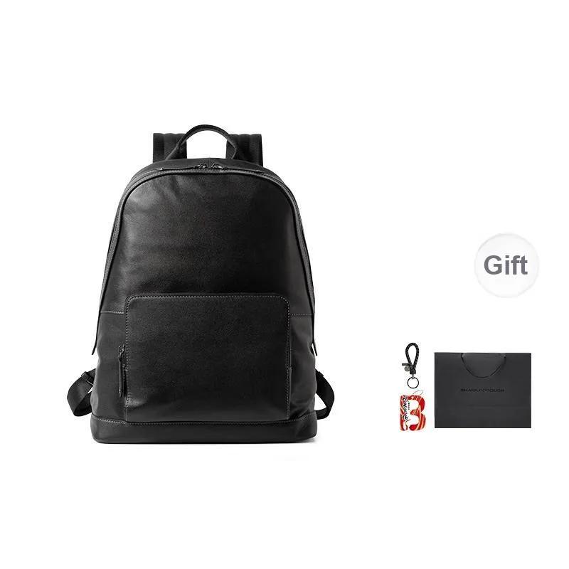 Sharkborough Cow Leather Backpack Medium Size Men's Black
