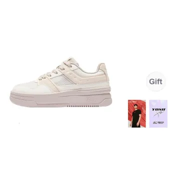 Erke Anti Slip Wear Resistant Low Top Skateboard Shoes Women's Microcrystal White Misty Orange Pink