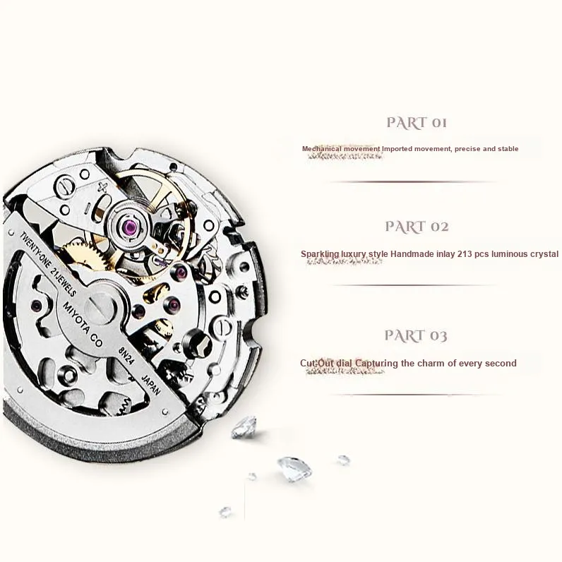 DAVENA Dotted Eye Collection Venus Radiant Automatic Mechanical Movement Watch Unisex Cut Out Dial-1