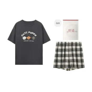Red Beans At Home Pajama Set Women's Gift Box Set Dark Gray