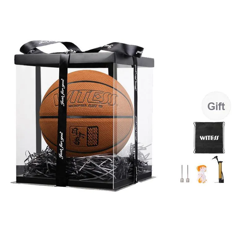 WITESS Microfiber Leather Basketball Yellow Brown Size 7 Ball Match Unisex-15