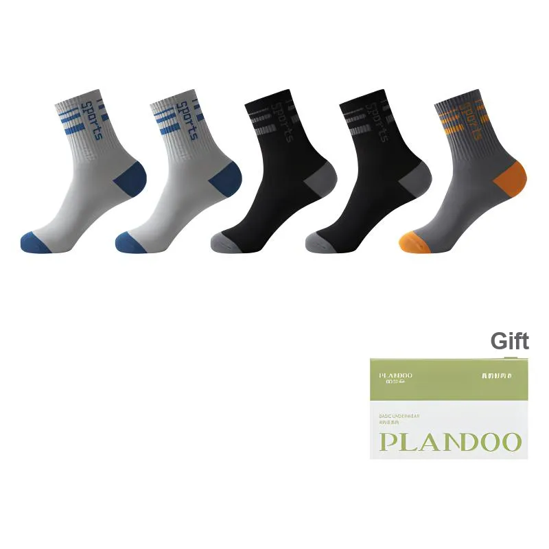 PLANDOO Mid Calf Socks Men's Shopping Bag 5 Pack-24