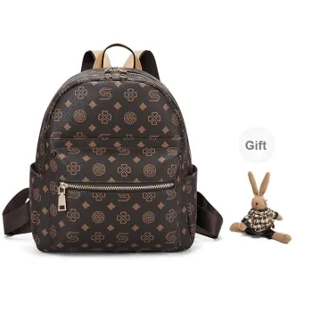 ST&SAT Synthetic Leather Backpacks Travel Bags Regular Women's Coffee/Ecru