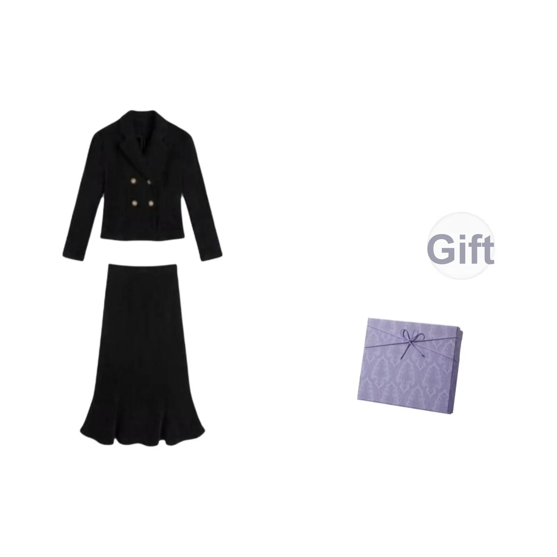 DITB Черный топ + Юбка Женские Бизнес-костюмы