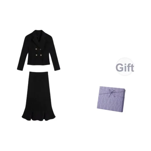 DITB Черный топ + Юбка Женские Бизнес-костюмы