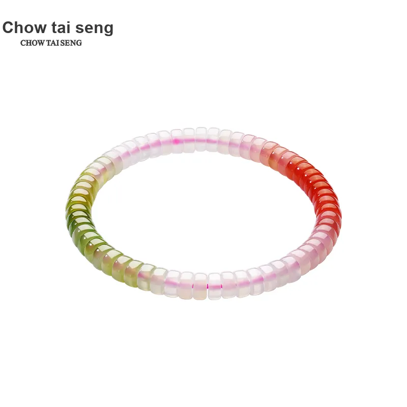 CHOW TAI SENG Agate Crystal Beaded Bracelet Unisex-5