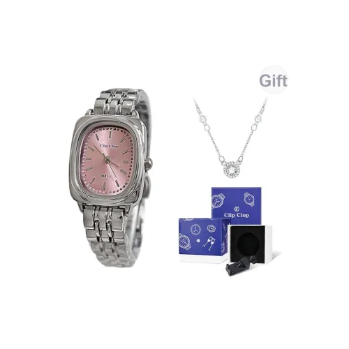 Clip Clop Кварцевый механизм ремешок из нержавеющей стали женские часы белый циферблат