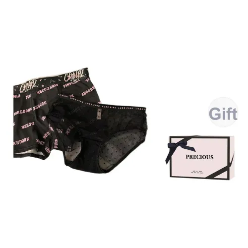 TLXT Черный Комбо Парный Комплект из Двух Предметов + [Коробка ко Дню Влюбленных] Унисекс Подарочный Набор Нижнего Белья