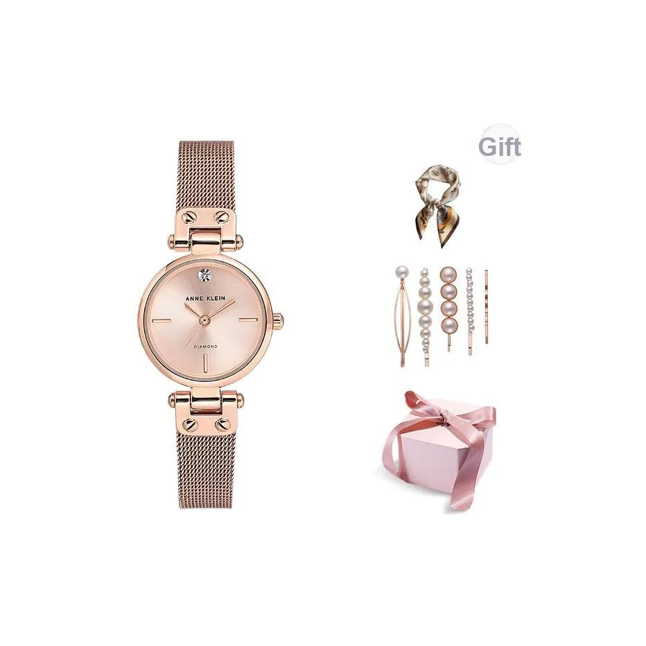 ANNE KLEIN Наручные часы Кварцевый механизм Сплав Нержавеющая сталь Ремешок Серебристый циферблат Женские часы