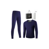Long-Sleeved Top+Pants Clothing Set (Royal Blue) Thickened and Fleece-Lined/Thermal Fleece/Classic Crew Neck