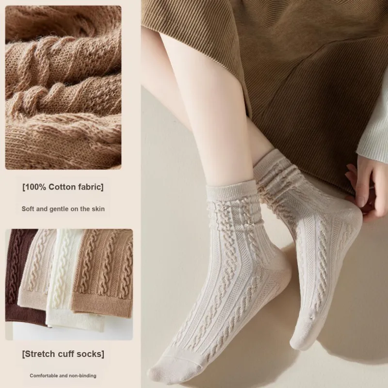 MIIOW Mid Calf Socks Women's 5 Pack Mixed Color-1