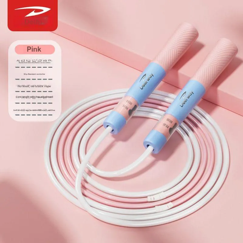 DEERWAY Fitness Training Non Countable Jump Ropes Adults PVC Rope ABS Controller 3.6m Pink-1