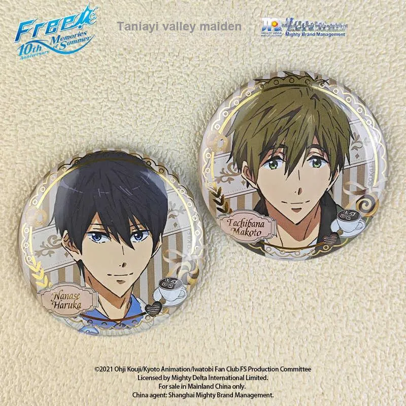 Gu Niang Free! Badge 10th Anniversary Coffee Shop Collection Badges-3