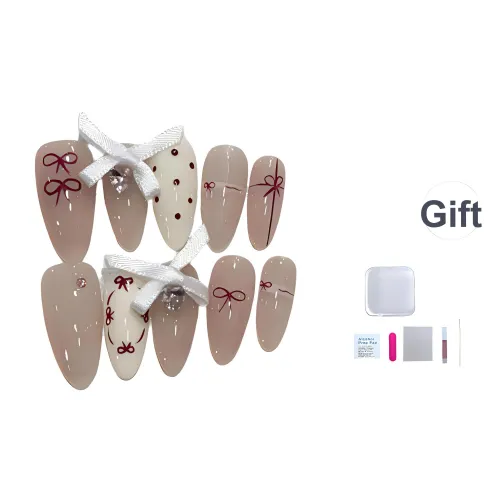 JIDUOMENG Лента Бабочка Ручная работа Handcrafted False Nail Милый Polka Dot Наклейки для Ногтей Миндально-розовый